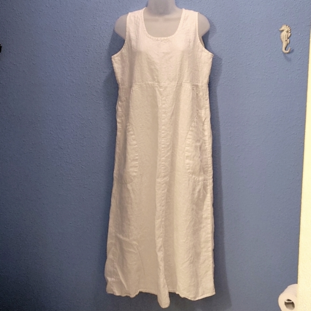 White Flax Linen Dress Medium